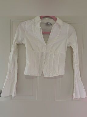 Princess Polly White Button Down Shirt with details size 0